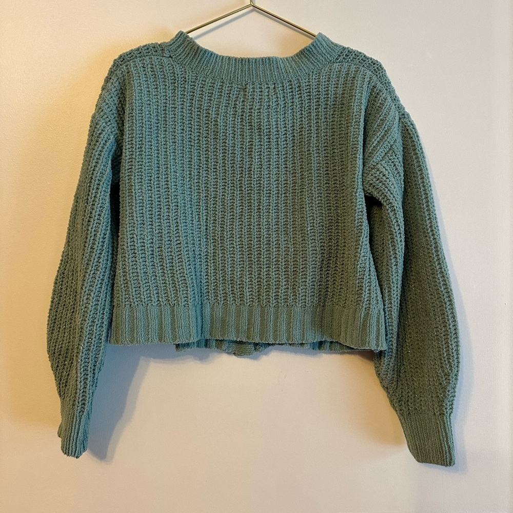 Cat & Jack Cozy Teal Button-Up Sweater - Picture 3 of 4